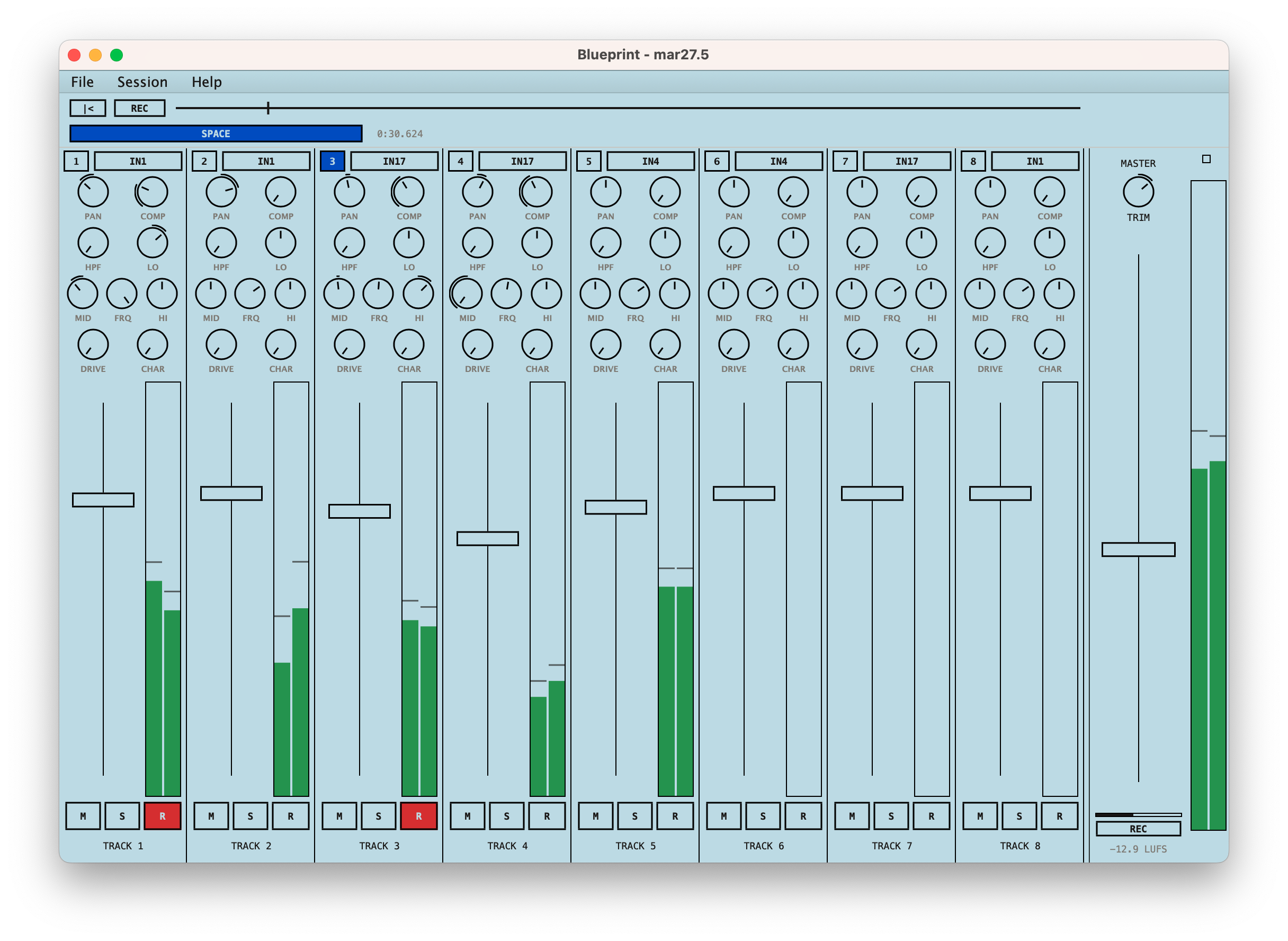 Blueprint, 8-track recorder for macOS